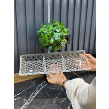 On Dekor Cam Ayaklı Bölmeli Sunum Tabağı - 40 cm