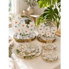  30 Parça Flora Elegance Servis Pasta Çay Takımı Gold
