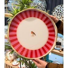 On Dekor Lüks Akrilik Yuvarlak Tepsi Bird Qush Flora Edition  40*5