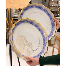 On Dekor 2li Blue Gold Lüks Tepsi