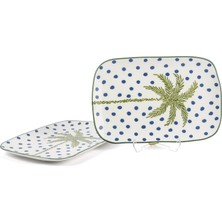 Mikasa Moor Palmiye Yeşil Mavi Dikdörtgen 2li Servis Tabağı 27X18CM