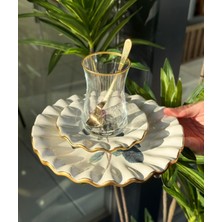 18 Parça Fold Flowers Pasta Çay Saati Seti Gold