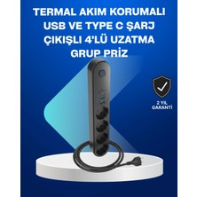 Astraltech Akıllı Akım Dengelemeli 4’lü Çoklu Priz ve USB Çıkışlı