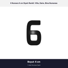 Demiraslan Kardeşler Ticaret 6 cm Boyutunda No: 6 Siyah Epoksi Kendinden Yapışkanlı Villa Daire ve Birim Numarası