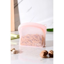 Empressco Sheer Hava Sızdırmaz Kilitli Silikon Saklama Torbası 600 ml | Pembe