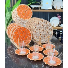 On Dekor 31 Parça Floral Gold Yaldızlı 6 Kişilik Pasta Çay Servis Ikram Takımı