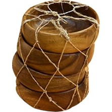 Empressco Ahşap Bambu Çerezlik 4'lü 8,5cm Çap