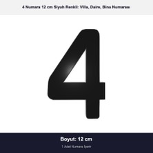 Demiraslan Kardeşler Ticaret 12 cm Boyutunda No: 4 Siyah Epoksi Kendinden Yapışkanlı Villa Daire ve Birim Numarası