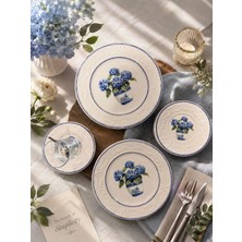 24 Parça Vintage Hydrangea Pasta Çay Takımı Seti