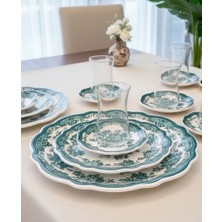 On Dekor 18 Parça Vintage Green Pasta Çay Takımı Seti