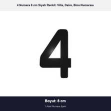 Demiraslan Kardeşler Ticaret 8 cm Boyutunda No: 4 Siyah Epoksi Kendinden Yapışkanlı Villa Daire ve Birim Numarası