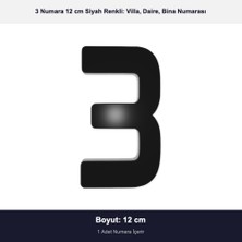 Demiraslan Kardeşler Ticaret 12 cm Boyutunda No: 3 Siyah Epoksi Kendinden Yapışkanlı Villa Daire ve Birim Numarası