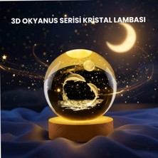 Astraltech Yunus Figürlü LED Kristal Küre Ahşap Standlı Dekoratif Gece Lambası