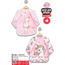 Empressco Baby Enia 2 Adet Set Kombin Sevimli At-Kuğu 0-3 Yaş Sıvı Geçirmez Bebek Mama Önlüğü