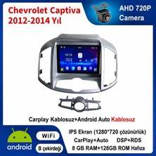 Conio Chevrolet Captiva 2012-2014 Yıl uyumlu 8GB Ram 128GB Rom Hafıza Android Kablosuz Carplay Navigasyon Multimedya 9 Inç Ekran Hediye görüş kamerası Hediye Çerçevesi 8+128