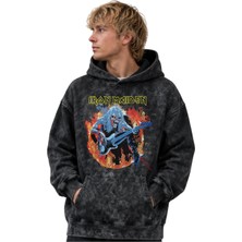 Sevbano Iron Maiden Rock Metal Müzik Grubu Baskılı Unisex Oversize Premium Yıkamalı Hoodie Sweatshirt