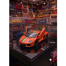 Oyuncak Sahili  Lamborghini Aventador Diecast Metal Car 12.5cm Koleksiyon Model Araba Lamborghını Modifiye Çizgili Turuncu