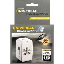 Digiboy Çift USB Çıkışlı All In One Universal Seyahat Adaptörü Akım Korumalı Priz Çevirici 1000MA
