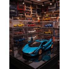 Oyuncak Sahili  Lamborghini Sian Diecast Model Metal Araba Kapılar Açılır 12.5cm Metalic Mavi Çekbırak Koleksiyon Lamborghını