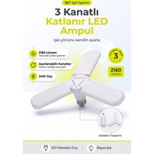 Evgereçlerim 3 Kollu Katlanabilir Pervane LED Ampul Ayarlanabilir Kanatlı Tavan Aydınlatması E27