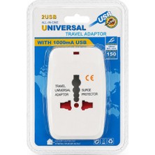 Digiboy Çift USB Çıkışlı Akım Korumalı Universal Seyahat Adaptörü Priz Çevirici 1000MA