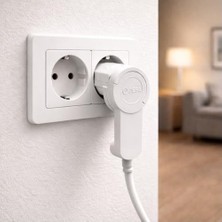 Uzm Light De-Pa Yassı Fiş Topraklı 16A 250V Beyaz – Ince Düz Tasarım, Yer Tasarruflu Elektrik Fişi Uzatma Kablosu ve Güçlü Cihazlar Için