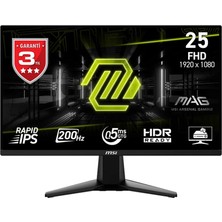 MSI Msı 24.5" Rapıd IPS Mag 255F E20 0.5ms 200Hz Hdmı-Dp Gaming Monitör 1920X1080