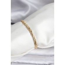 14K Gold Renk Kaplama Lazer Zincir Model cm Kadın Bileklik 5886 - PINVOX6766-2808