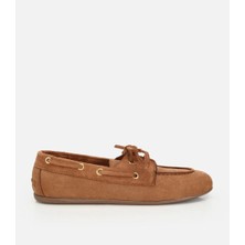 Hotiç 01AYY323760A370 KADIN Taba Süet Bağcık Detaylı Loafer