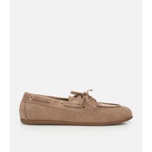 Hotiç 01AYY323760A450 KADIN Vizon Süet Bağcık Detaylı Loafer
