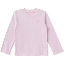 Hellobaby Kız Bebek Tişört Çiçek Baskılı Bisiklet Yaka Long Sleeve
