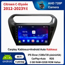 Conio Citroen C-Elysee 2012-2023 Yıl Uyumlu 2GB Ram 32GB Rom Hafıza Android Kablosuz Carplay Navigasyon Multimedya 9 Inç Ekran Hediye görüş kamerası Hediye Çerçevesi