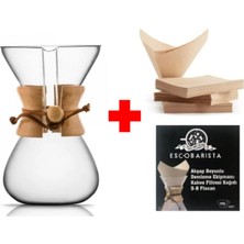 Empressco Ahşap Boyunlu Cam Demleme Ekıpmanı 6 Cups & Filtre Kağıdı 100'LÜ Paket
