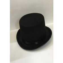 Eco Lounge Yetişkinler Için Siyah Renk Ringmaster Sihirbaz Şapkası Fötr Şapka 15 cm
