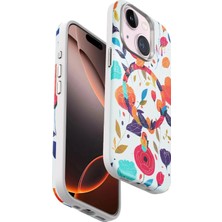 Ankaverse®  iPhone 15 Plus Flower Series Magsafe Kapak - Beyaz