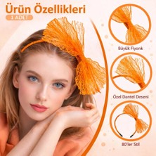 Eco Lounge 80’ler 90’lar Neon Turuncu Dantel Taç Fiyonklu