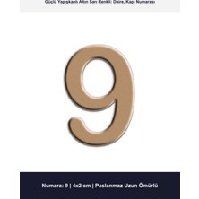 Demiraslan Kardeşler Ticaret 4x2 cm Altın Sarı Renk Metal Kapı Numarası No 9 - Yapışkanlı Daire ve Villa Numaratörü
