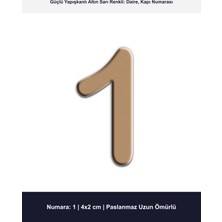Demiraslan Kardeşler Ticaret 4x2 cm Altın Sarı Renk Metal Kapı Numarası No 1 - Yapışkanlı Daire ve Villa Numaratörü