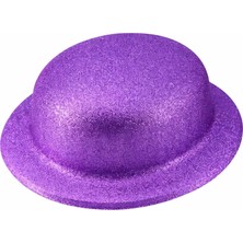 Eco Lounge Mor Simli Melon Şapka | Ince Plastik Glitter Yetişkin Parti Şapkası
