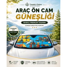 Trends's Choice Araç Ön Cam Güneşliği 135X65 cm Katlanabilir Baskılı Oto Güneşlik Balonlu Güneş Koruyucu