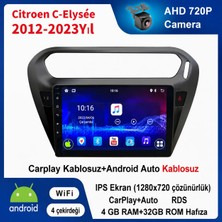 Conio Citroen C-Elysee 2012-2023 Yıl Uyumlu 4GB Ram 32GB Rom Hafıza Android Kablosuz Carplay Navigasyon Multimedya 9 Inç Ekran Hediye görüş kamerası Hediye Çerçevesi 4+32