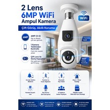 IDS 3mp+3mp 2 Kameralı Ampul Güvenlik Kamerası - 360 Hareket - Mobil Bildirim - Algılama - Takip