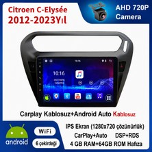 Conio Citroen C-Elysee 2012-2023 Yıl Uyumlu 4GB Ram 64GB Rom Hafıza Android Kablosuz Carplay Navigasyon Multimedya 9 Inç Ekran Hediye görüş kamerası Hediye Çerçevesi