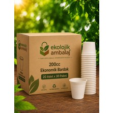 Ekolojik Ambalaj Doğa Dostu Organik Mısır Nişastası Ekonomik Bardak 7gr 200CC 20 Adet x 30 Paket - (600 Adet)