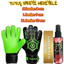 Empressco Avuç Içi Renkli Yetişkin Kaleci Eldiveni Goalkeeper Gloves Bilek Bandajlı Eldiveni Kaleci Sprey Seti