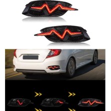 Ns Nilser Auto Parts Honda Civic Arka Sis Lamba Kayar LED Pıano Black 2016-2021