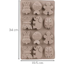 Porsima 30011-1 Silikon 9lu Neşeli Kurabiye Kalıbı Krem 19,5*34CM