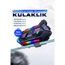 Ensiga 2 Intercom Bağlantılı Rgb Işıklı Bluetooth Motosiklet Kask Kulaklık Bt5.3 Stereo Su Geçirmez