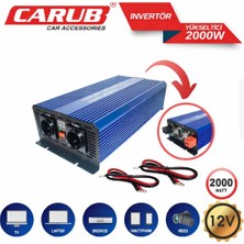 Carub 12V To 220V Çevirici Invertör 2000W + Araç ve Karavan Tipi USB Çıkışlı Dijital Ekranlı + 2 Yıl Garantili