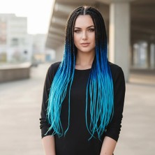 Esranın Dünyası Afrika Örgüsü ve Rasta Için Sentetik Ombreli / Siyah / Koyu Mavi / Turkuaz Mavi
